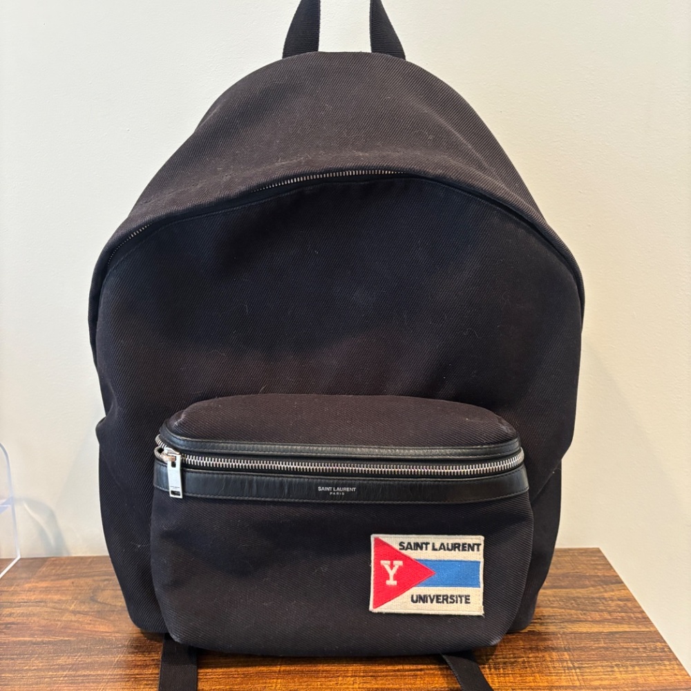 Saint Laurent Black Universite Patch Backpack YSL